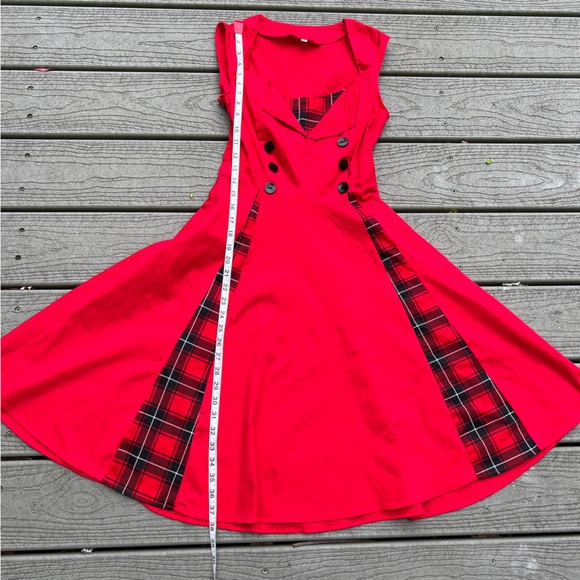 KILLREAL: Red Retro Vintage Style Cocktail Party Swing Dress. Size Small. - Picture 10 of 12